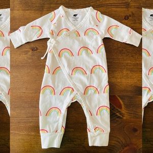 Monica + Andy rainbow kimono onesie, 3-6 months, NWOT